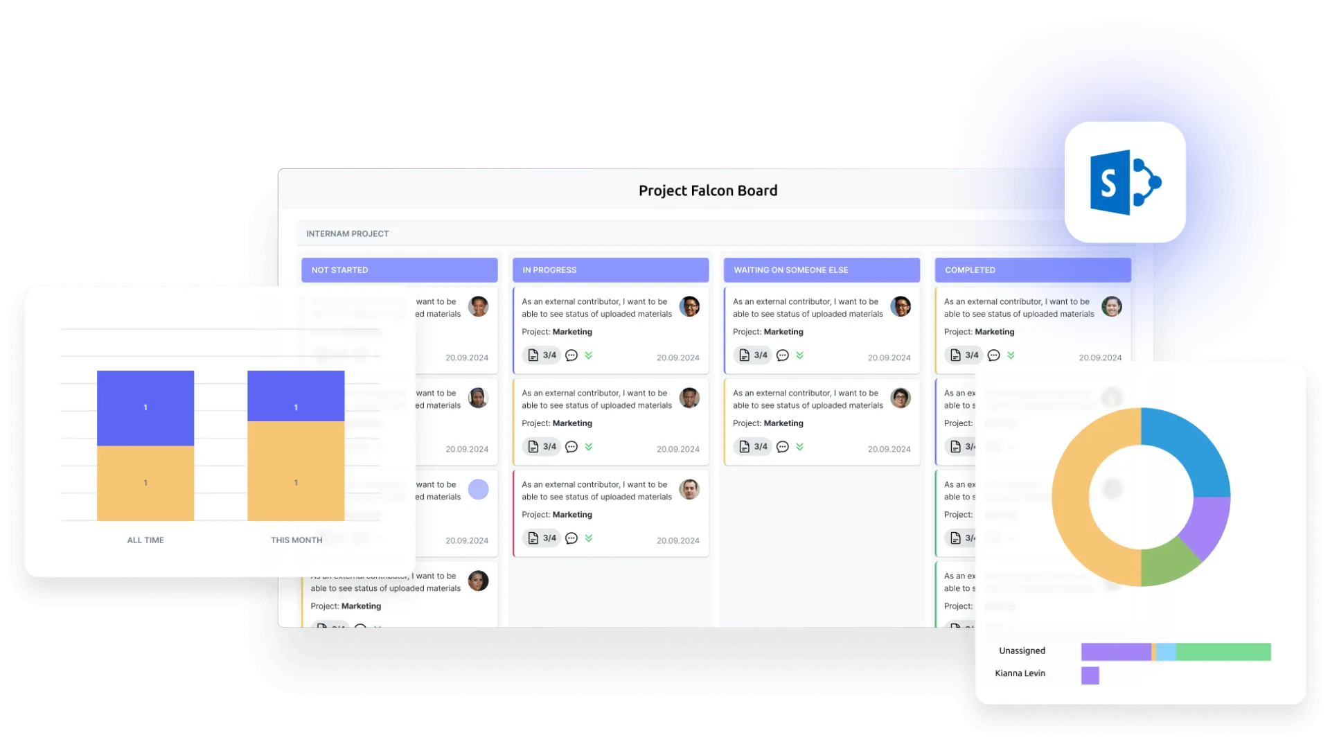 Virto Kanban Board Web Part interface