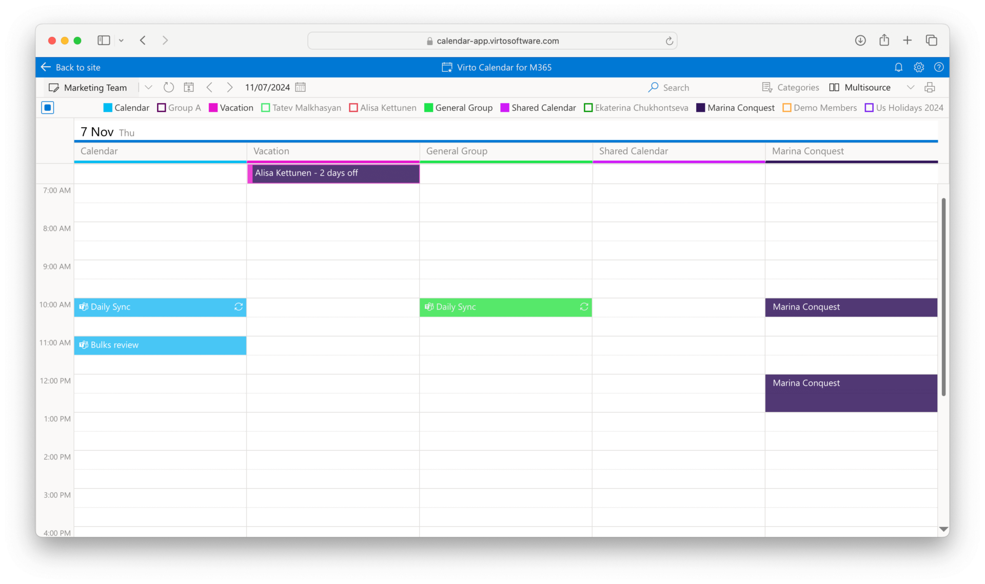 Virto Calendar multi-source view