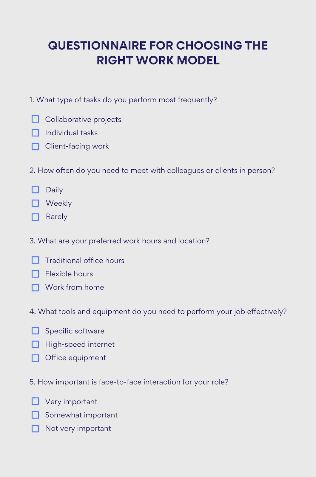 Pic. 1. Questionnaire for choosing the right model.