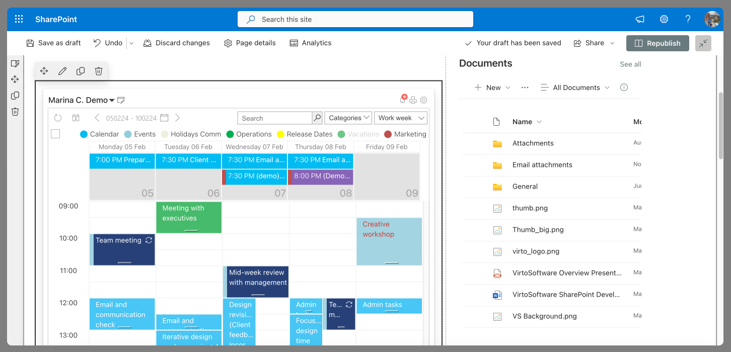 Virto Calendar in SharePoint