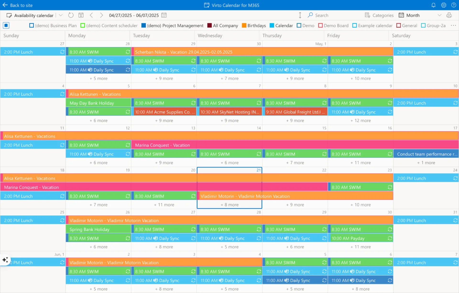 Example Virto Calendar.