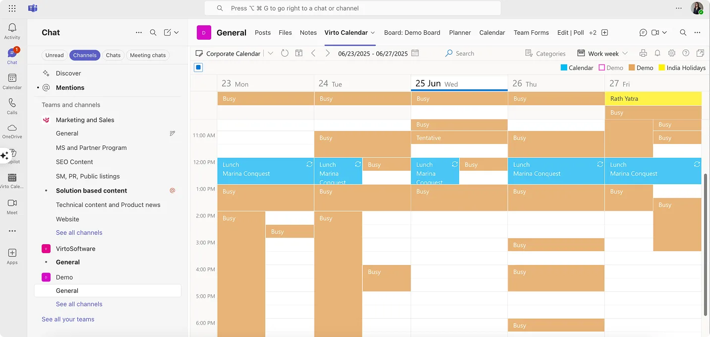 Virto Calendar in Teams
