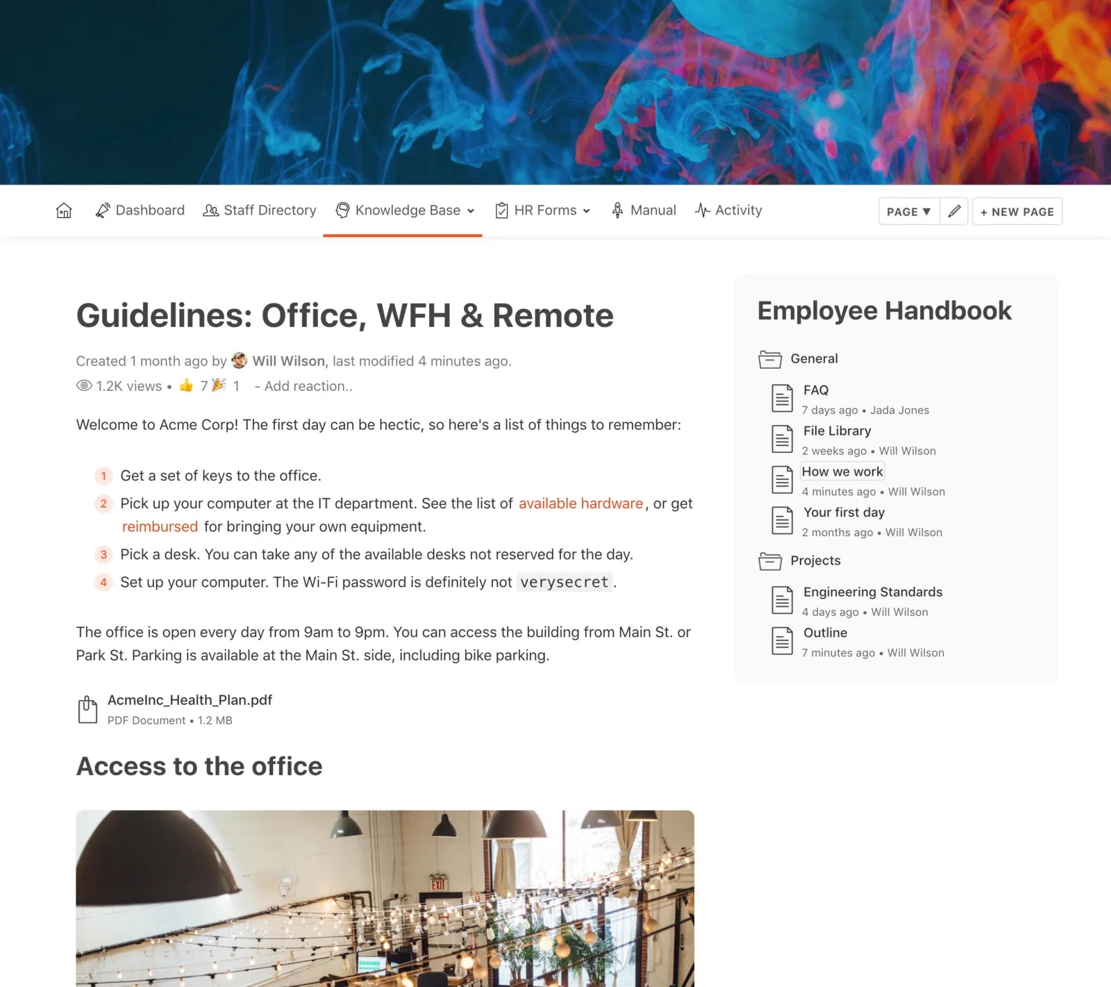 Knowledge base for SMB Intranet