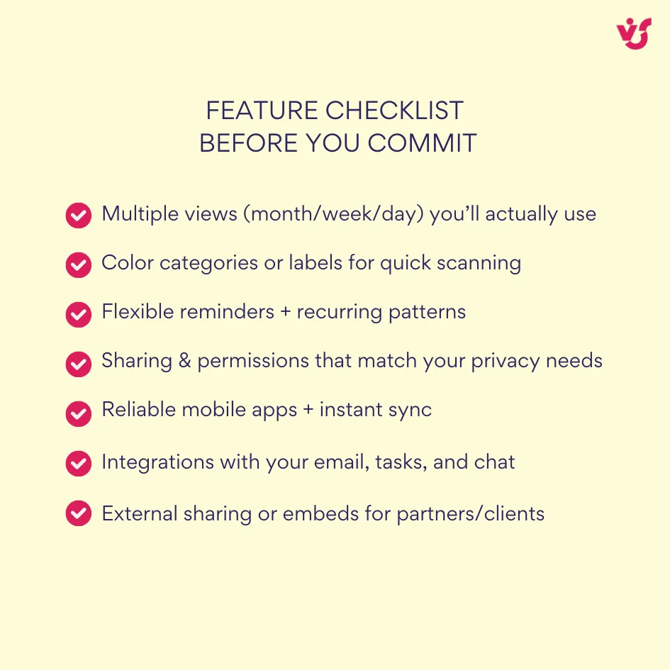 Feature checklist before you commit