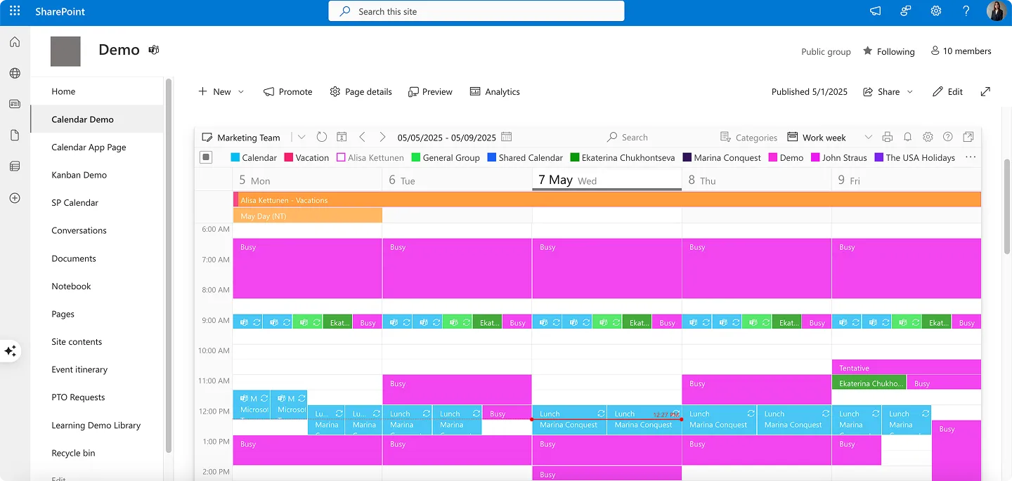 Sample Virto Calendar