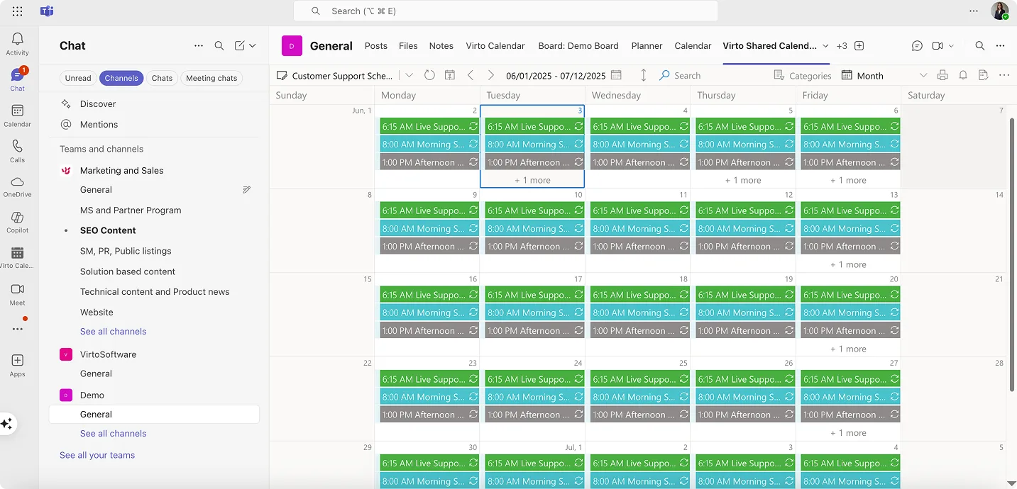 Sample Virto Shared Calendar