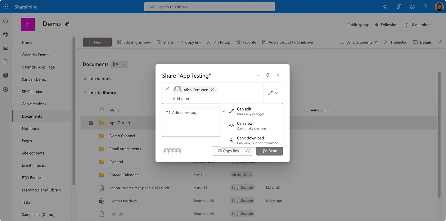 Setting access permissions for a filefolder in SharePoint