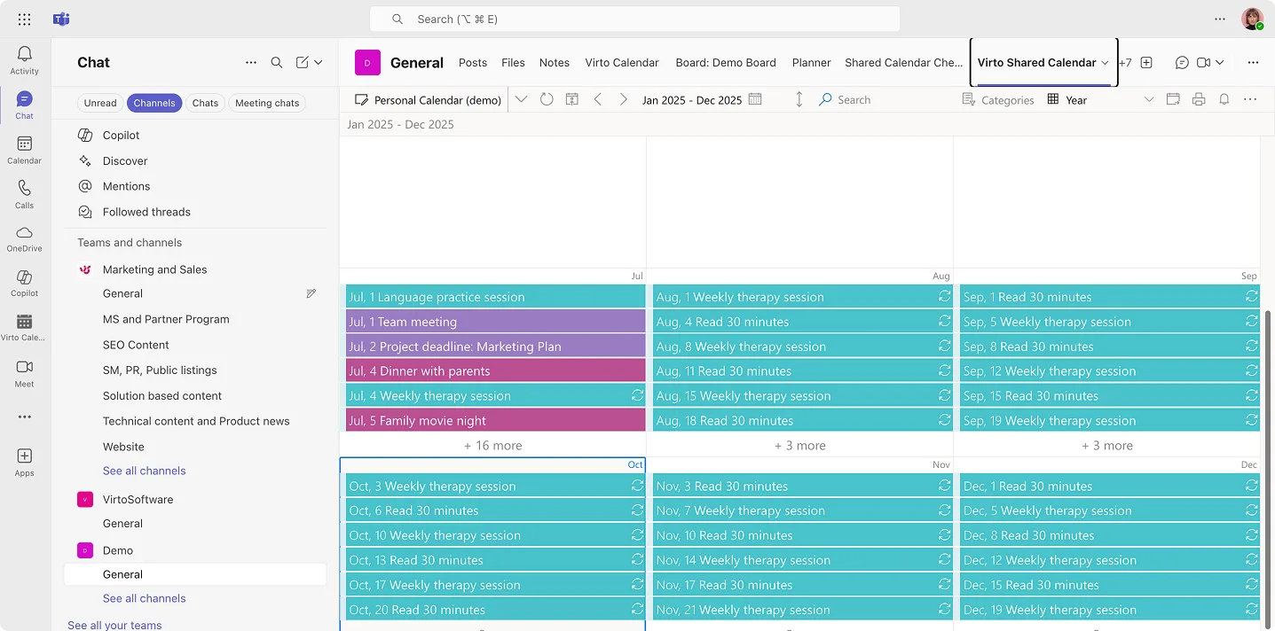 Example Virto Shared Calendar
