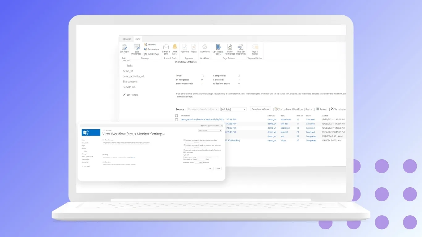 Virto Workflow Status Monitor