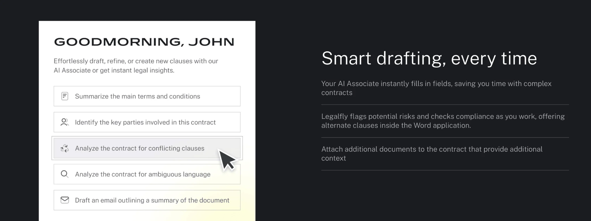 LEGALFLY AI contract review interface screenshot