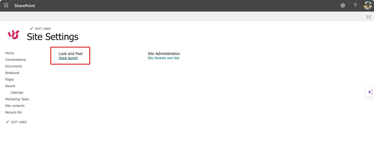Adding a calendar to ‘Quick launch’ in SharePoint.