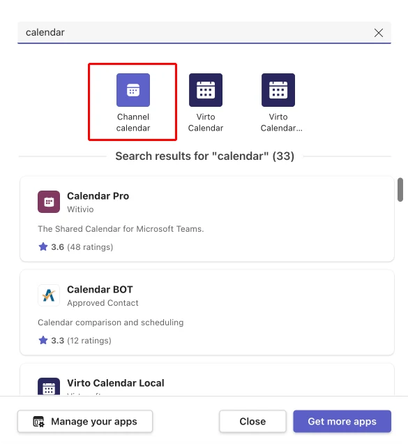 Adding a channel calendar as a tab in Microsoft Teams.
