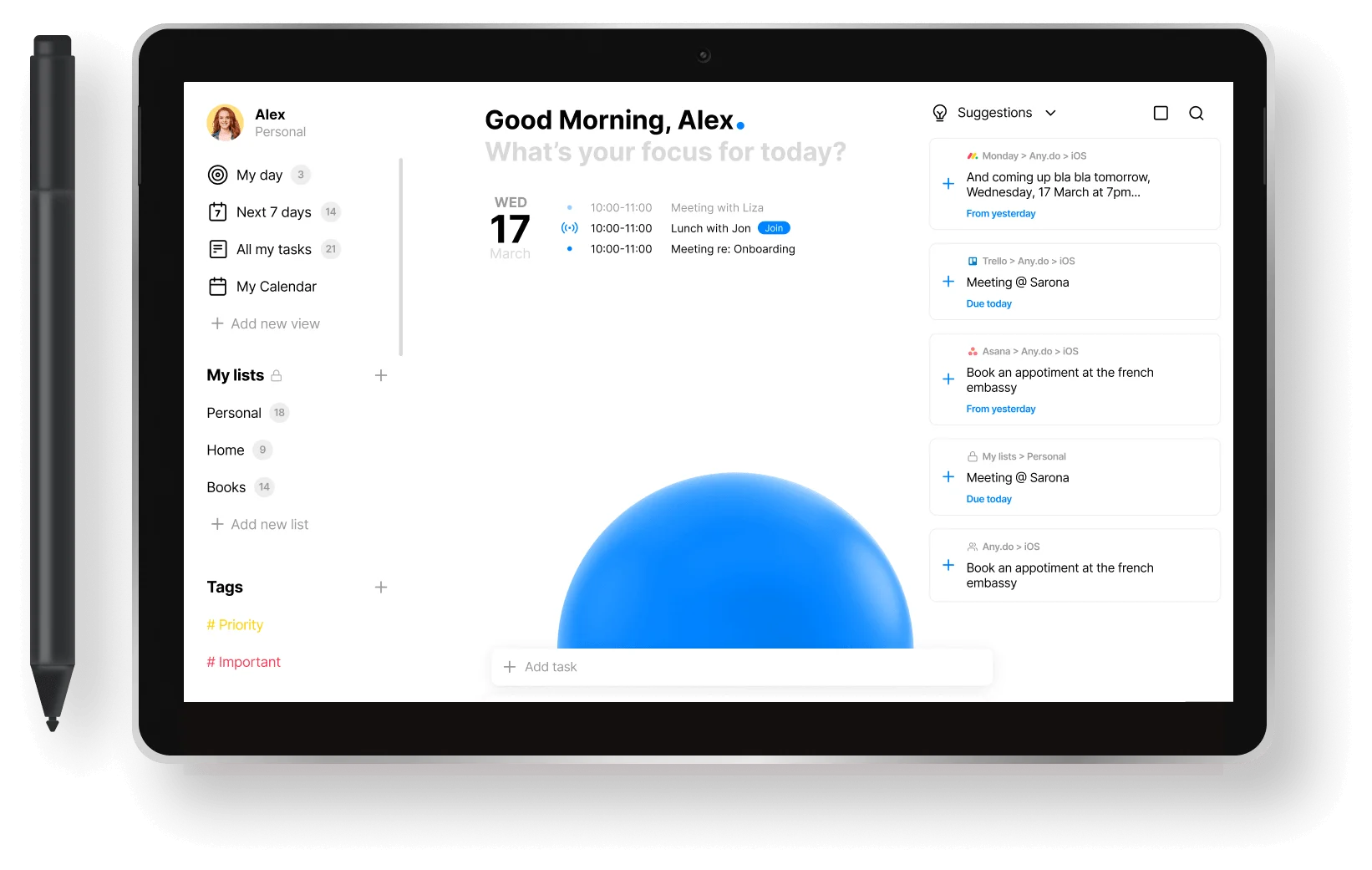 Any.do daily planner view