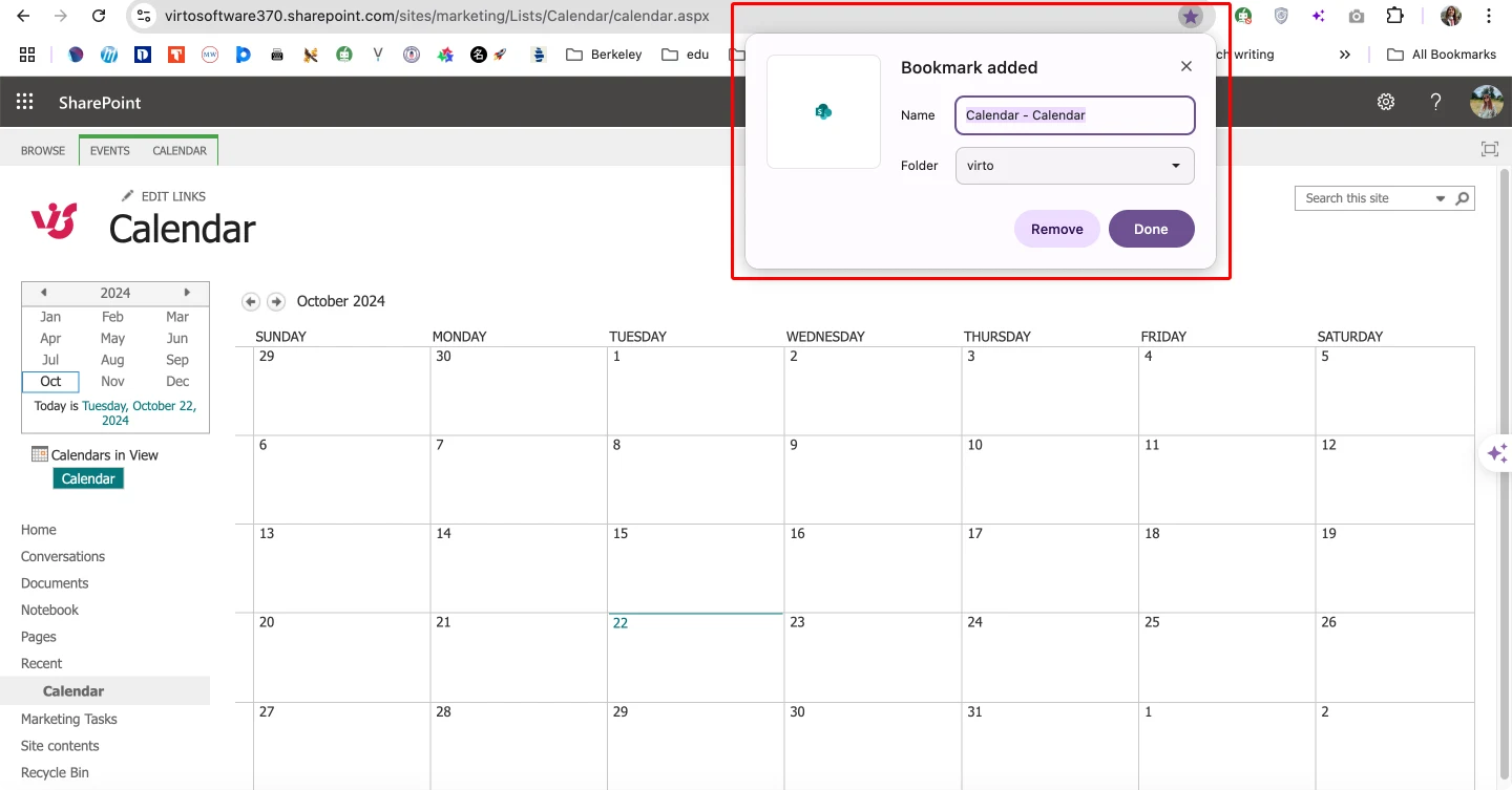 Bookmarking your SharePoint calendar in Google Chrome.