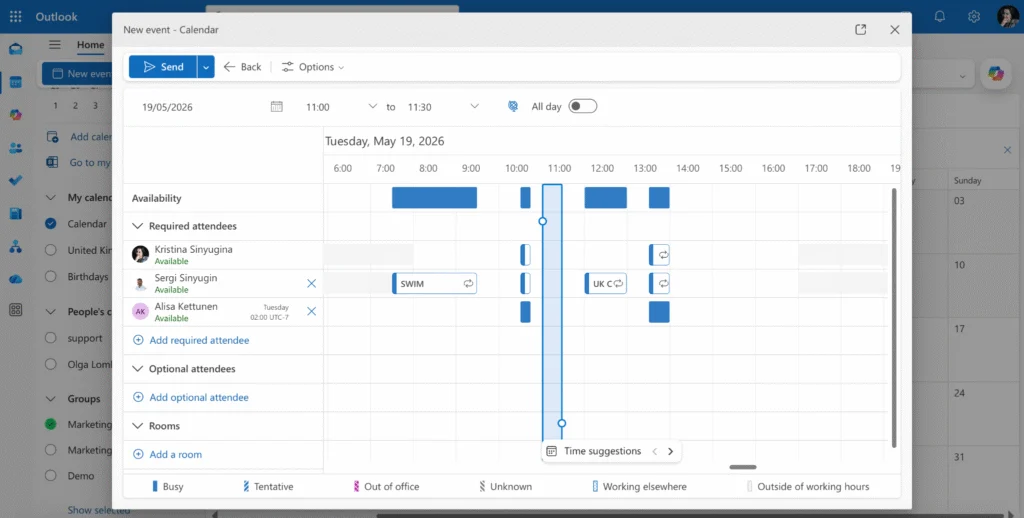 Delegating access to your calendar to a specific person