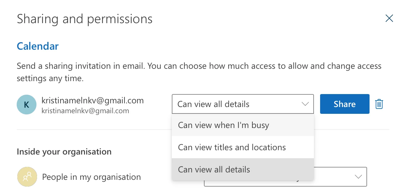 External recipients restricted to conservative permission level