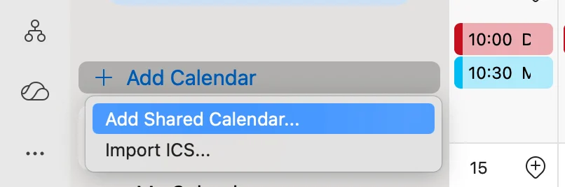 Adding another calendar in Outlook for Mac