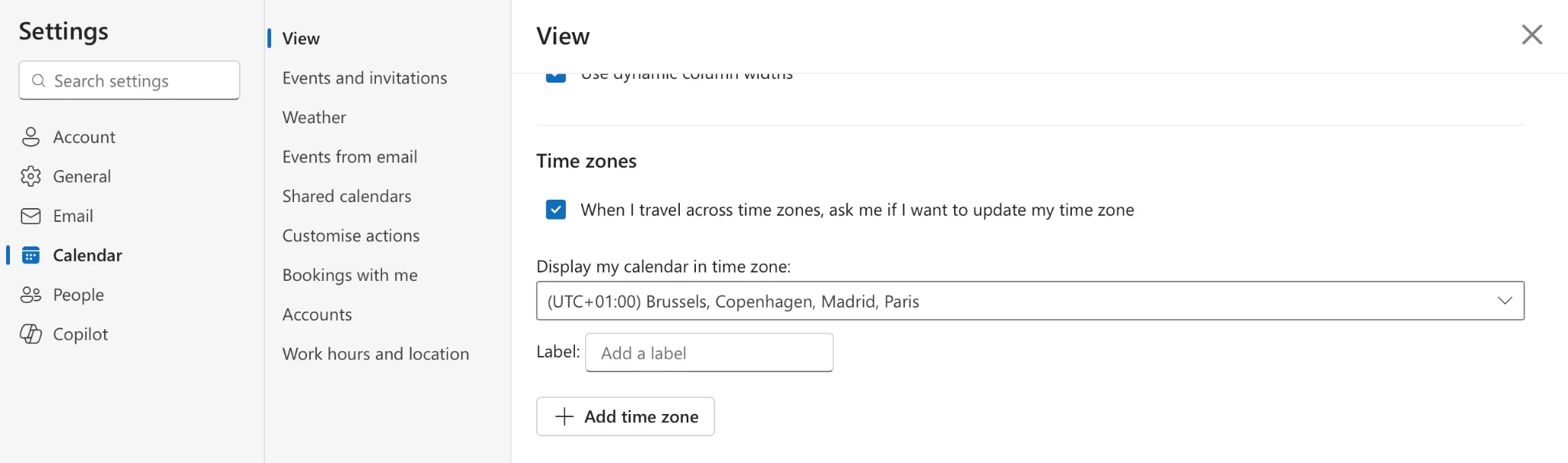 Time-zone settings in Outlook