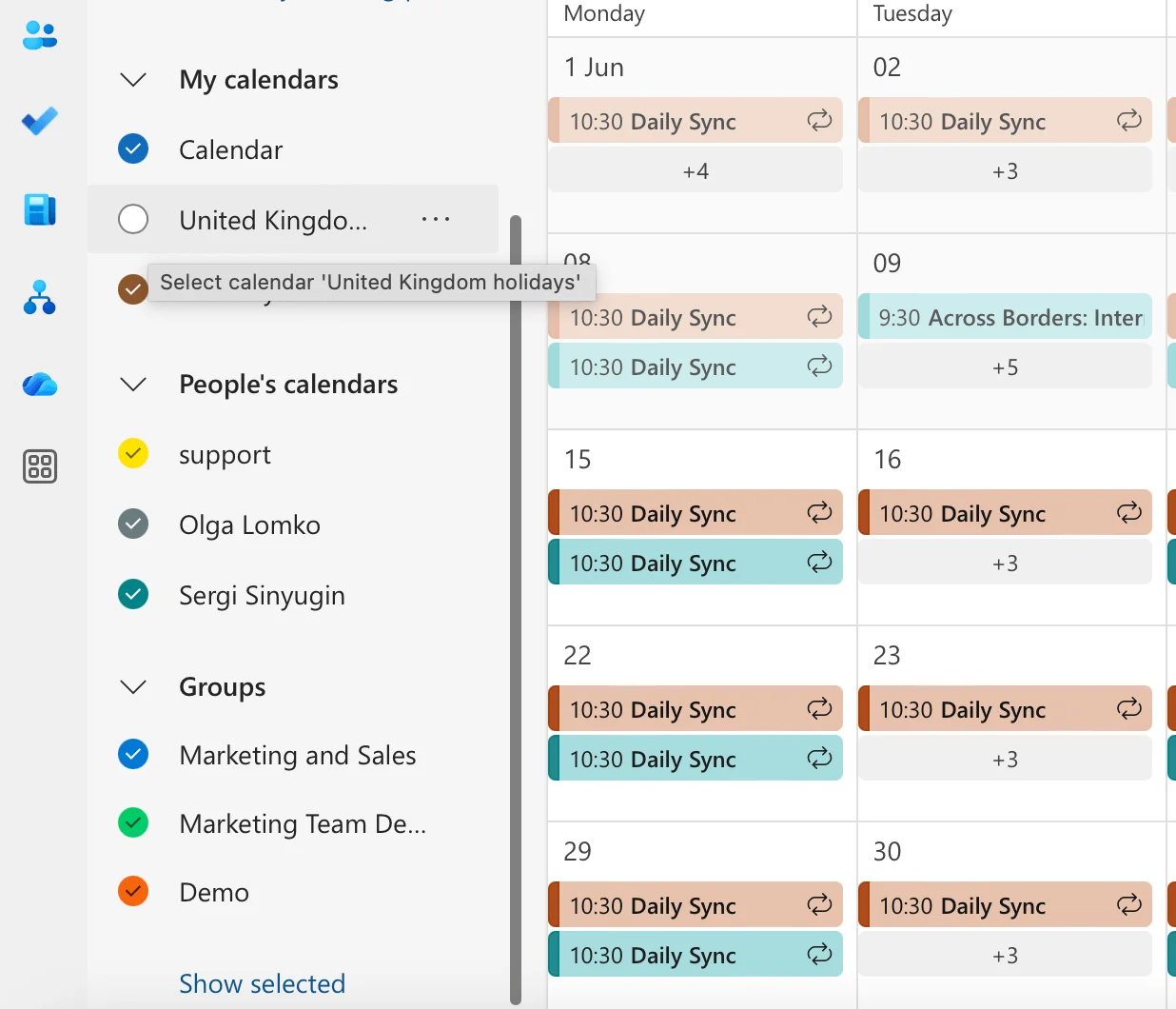 Navigating to calendar view in OWA