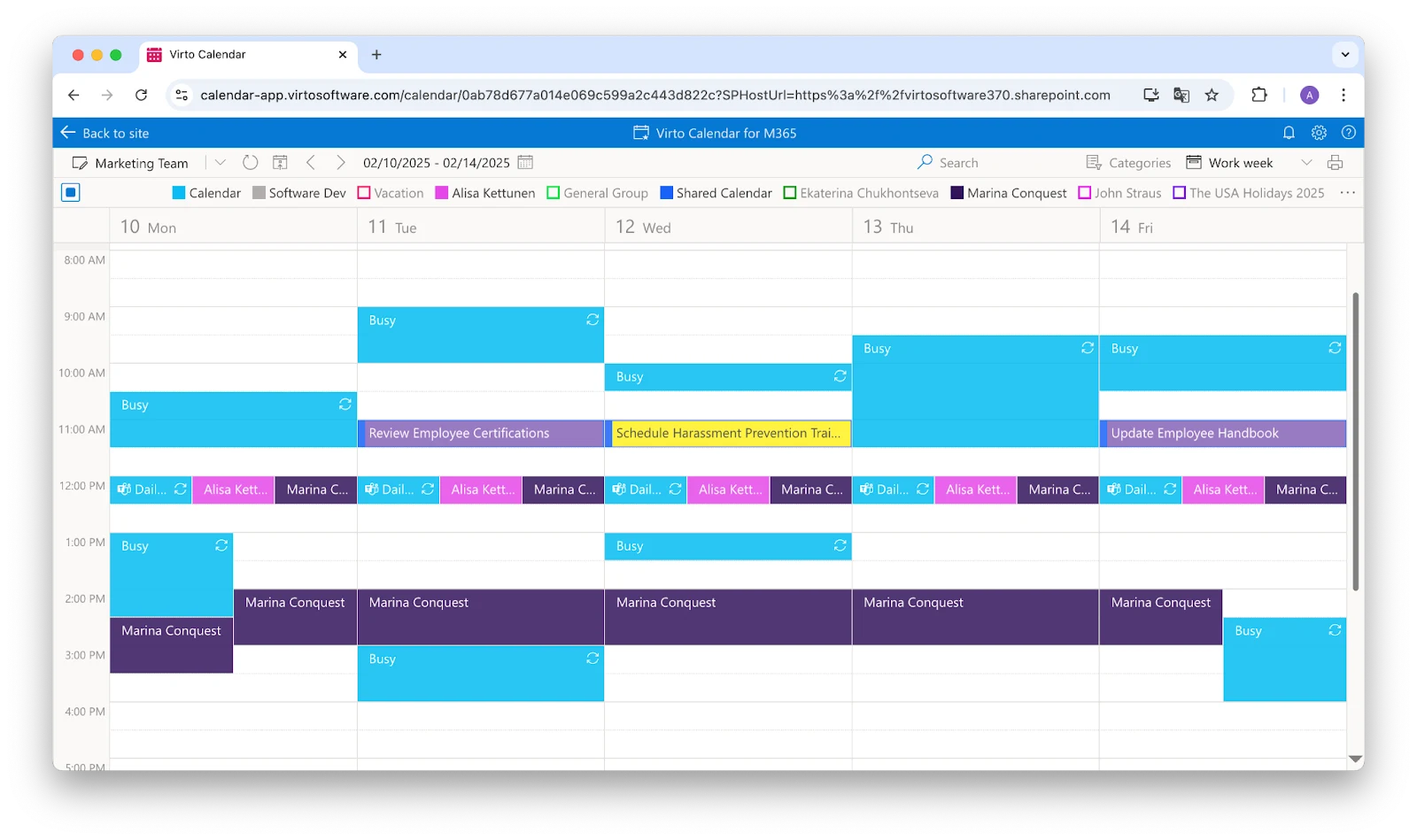 Pic. 2. Virto Calendar App in Microsoft Teams