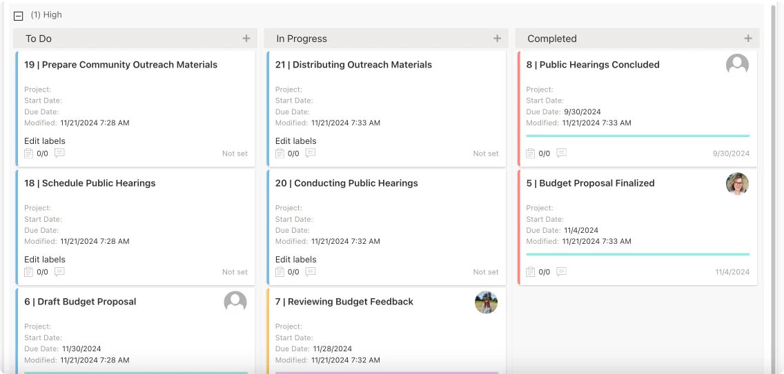 Pic. 8. A sample Virto Kanban Board.