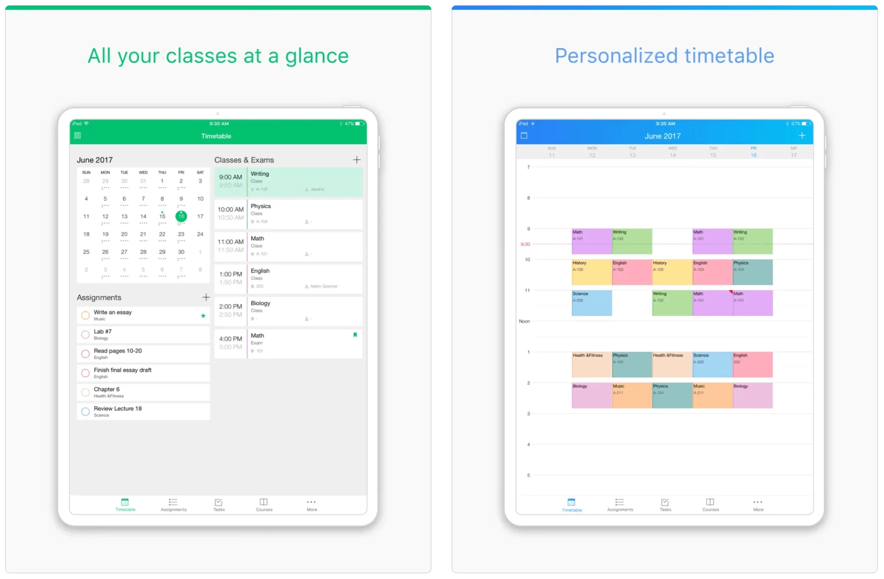 Pocket Schedule Planner iOS interface