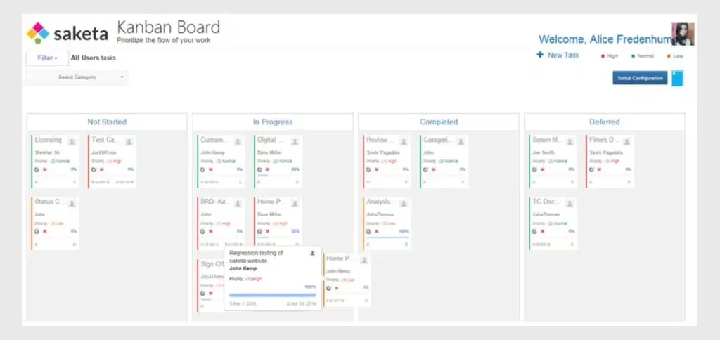 Saketa Kanban Board dashboard in SharePoint