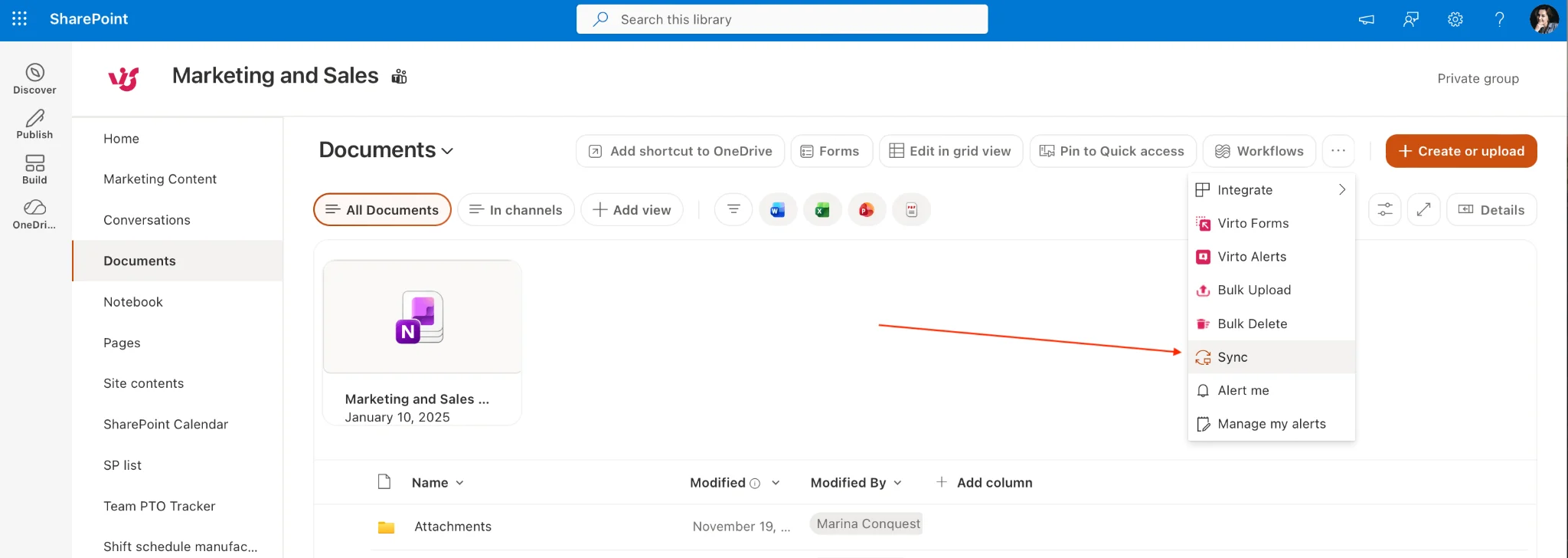 SharePoint Sync button location in toolbar