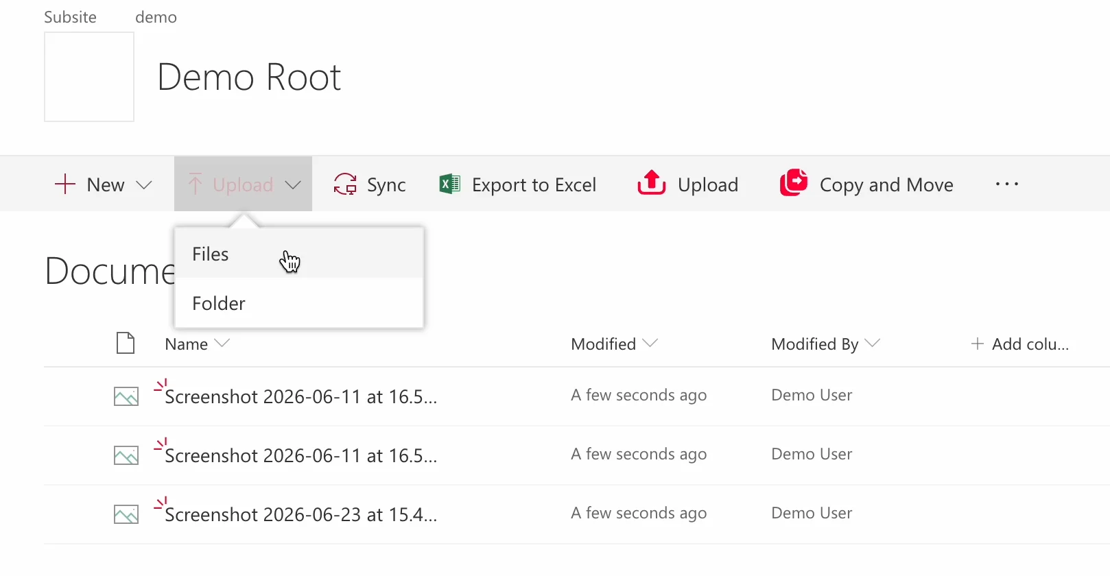 Uploading files via the SharePoint Upload button