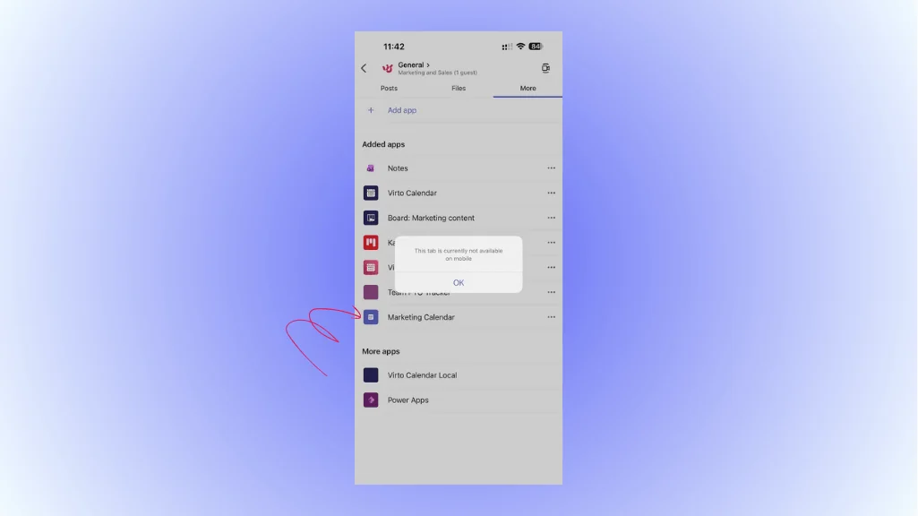 Teams channel calendar limited mobile functionality