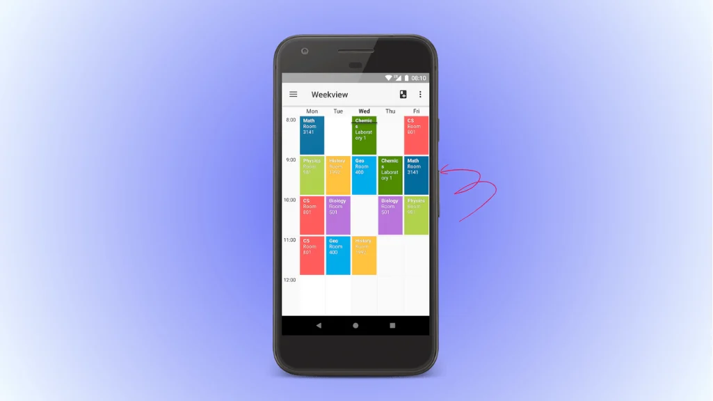 Timetable app class schedule grid