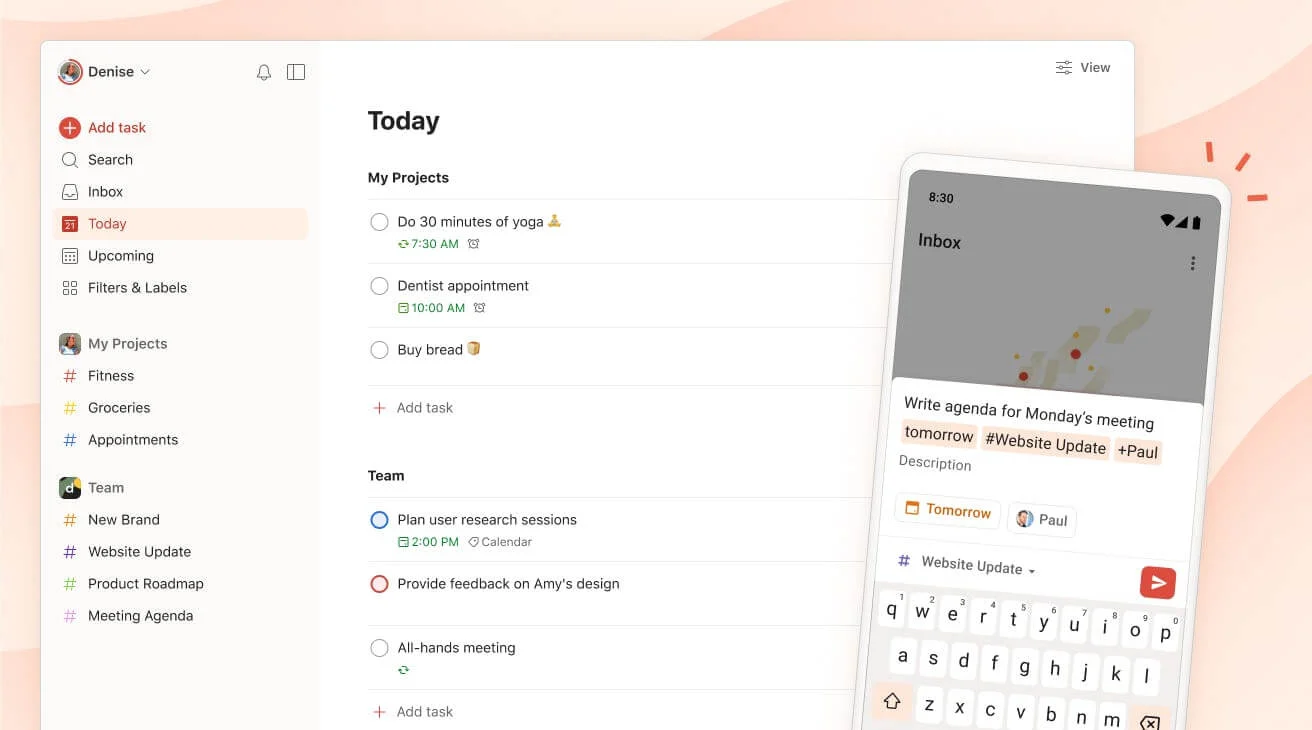 Todoist task manager interface