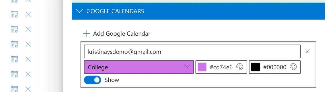 Virto Calendar adding Google Calendar