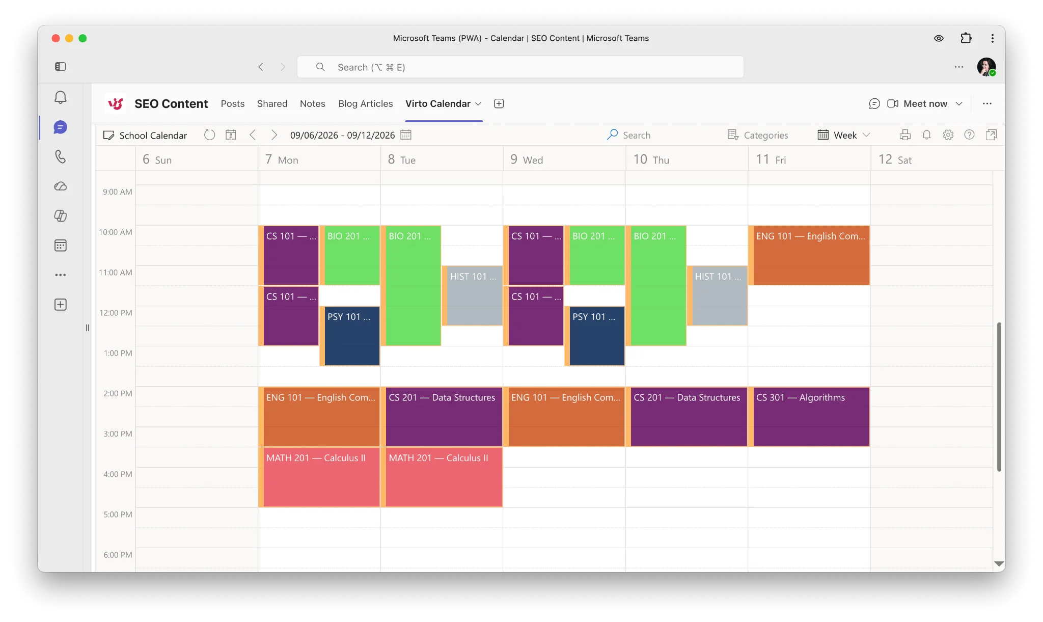 Virto Calendar App in Microsoft Teams