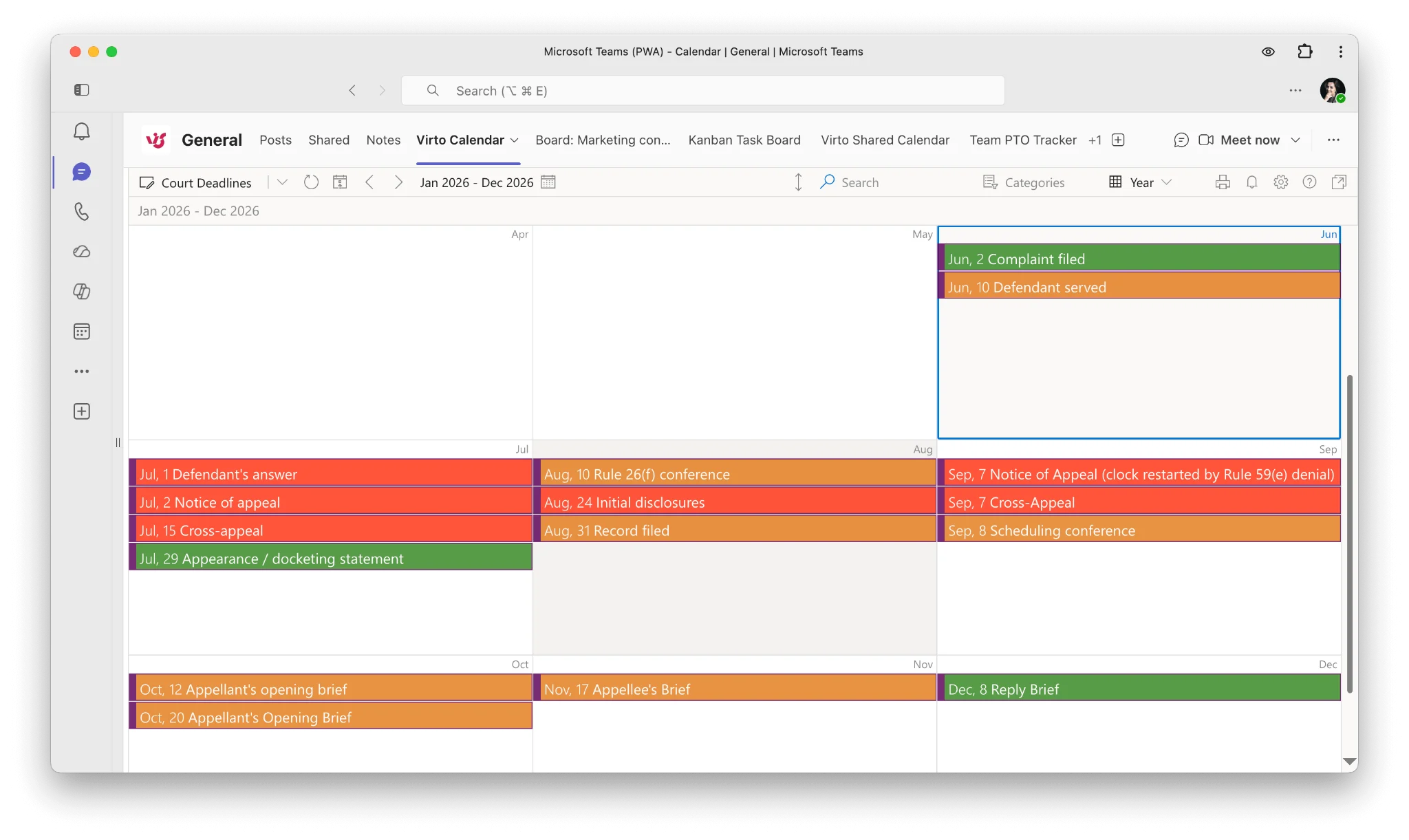Virto Calendar App overlay (legal)