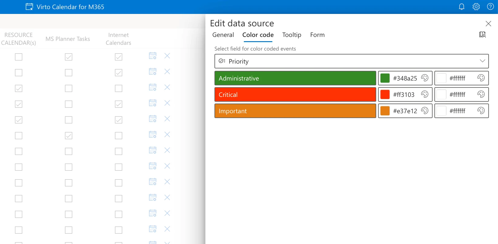 Virto Calendar App color-coded deadline calendar view