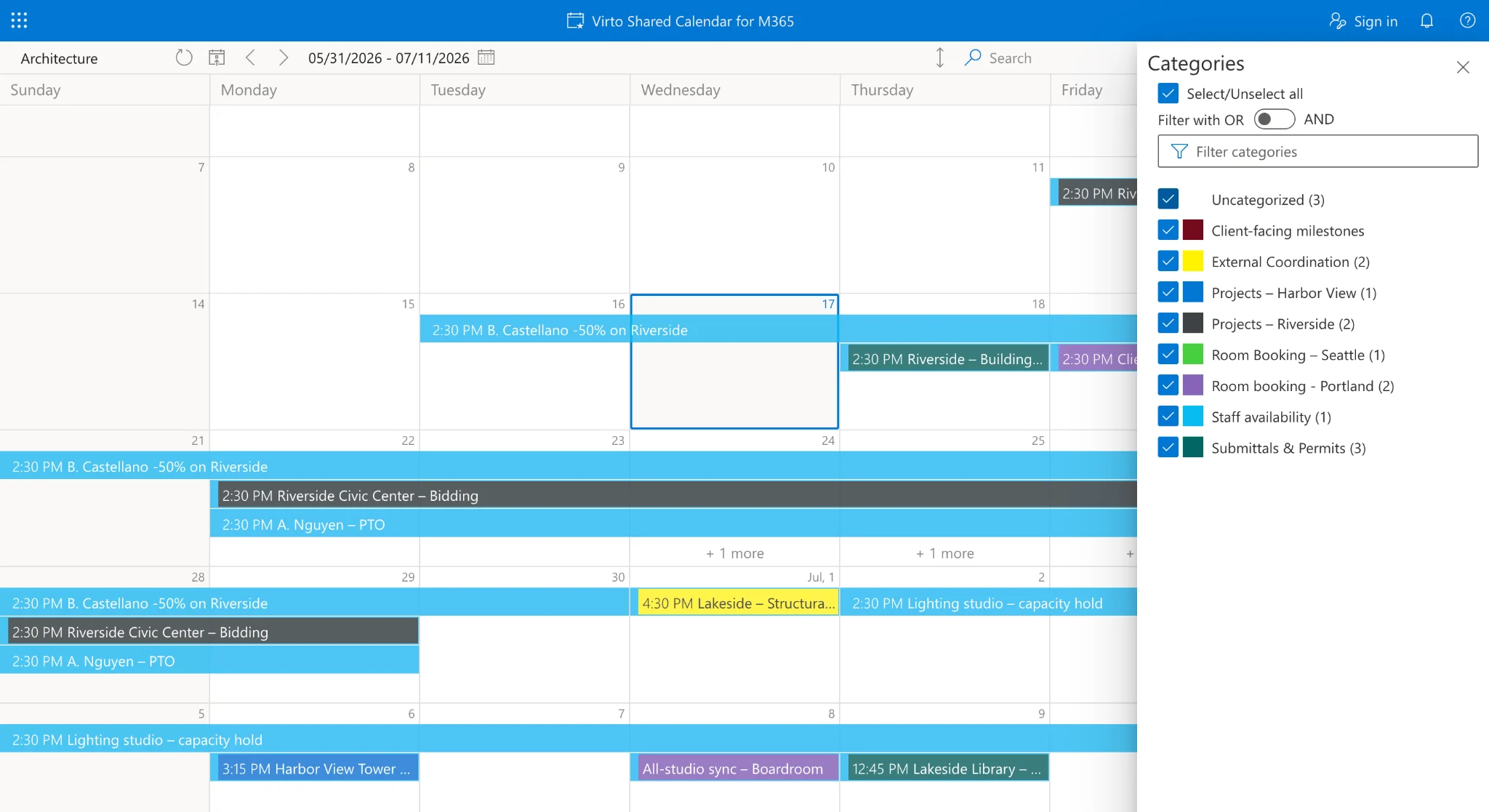 Client-facing shared milestone calendar anonymous link