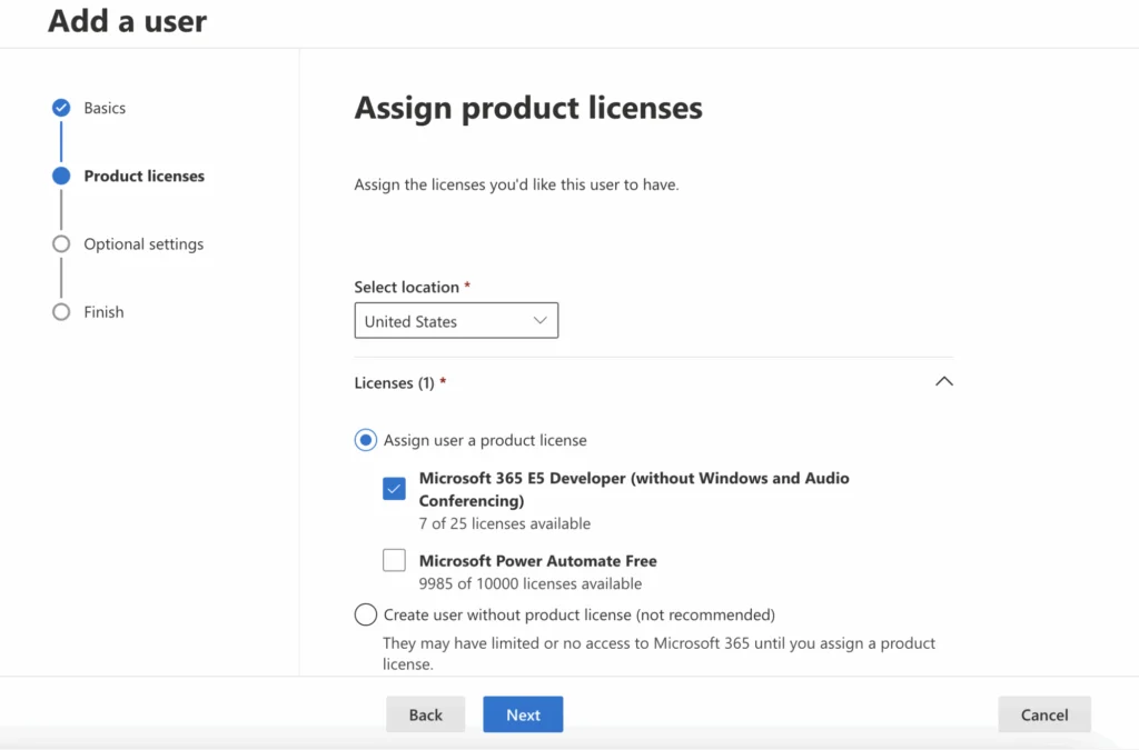 Assigning a product licence in the Microsoft 365 admin center