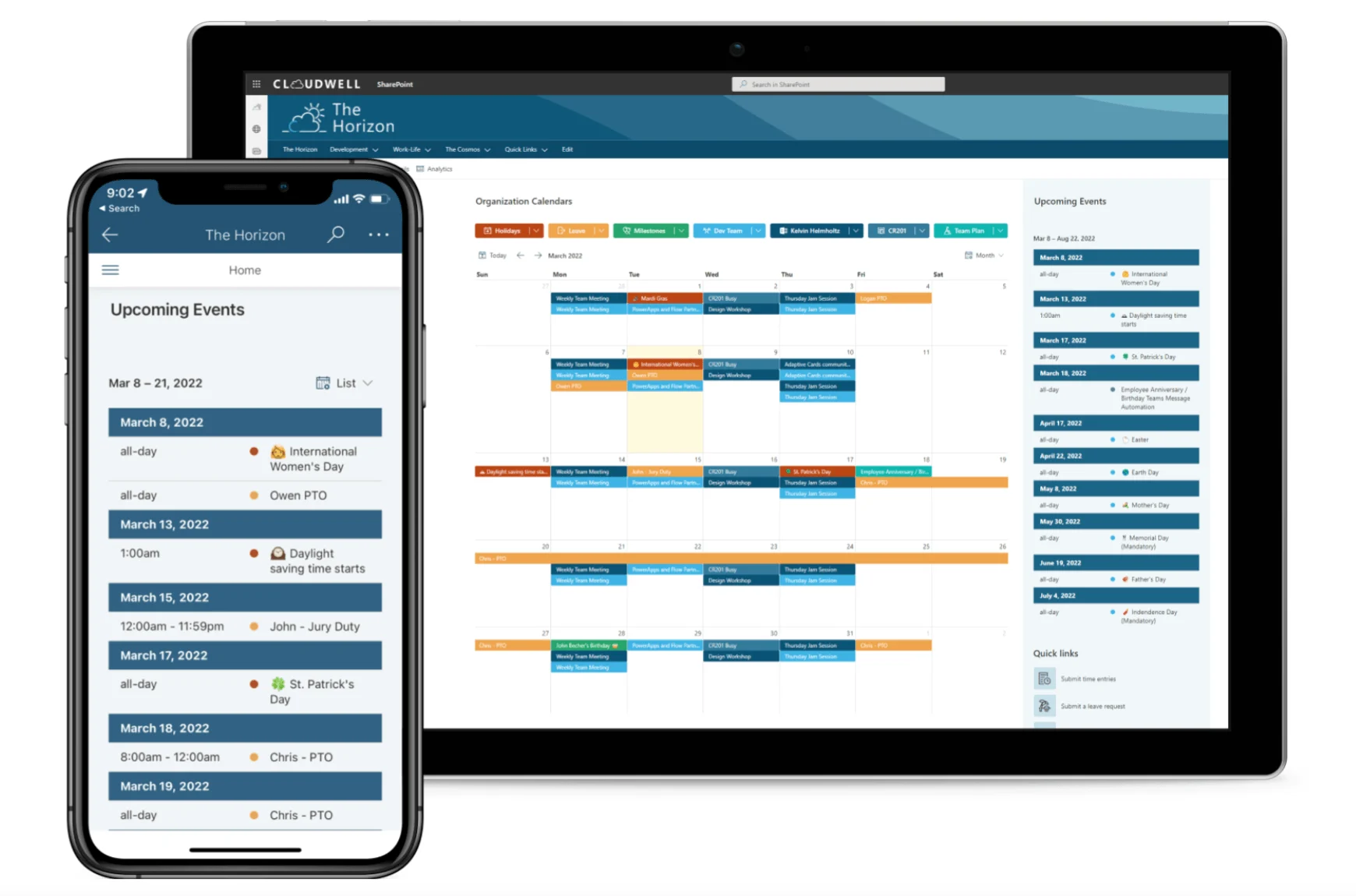 Cloudwell Calendar Overlay modern interface