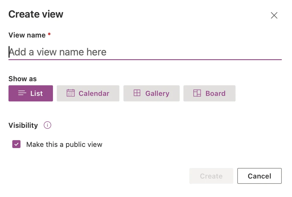Creating a view in Microsoft Lists