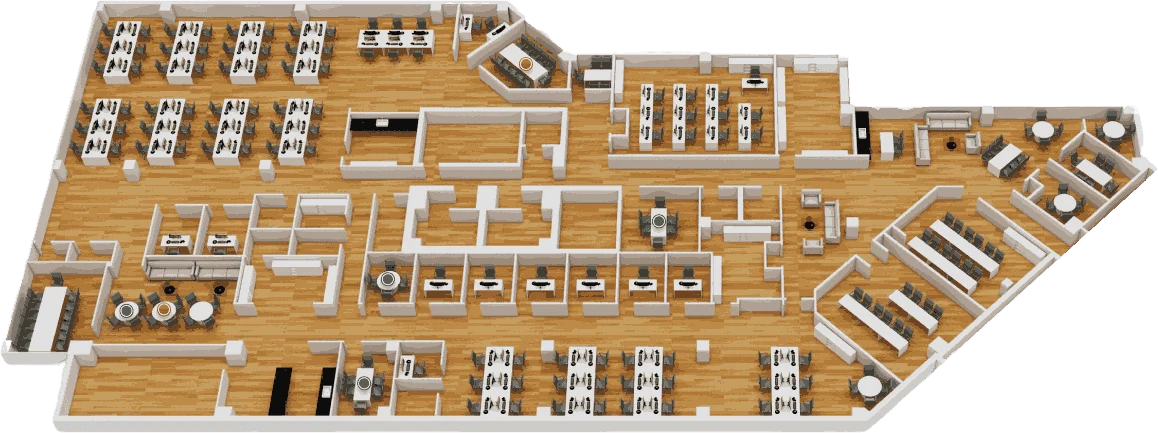 DeskFlex 3D floor map for workspace selection