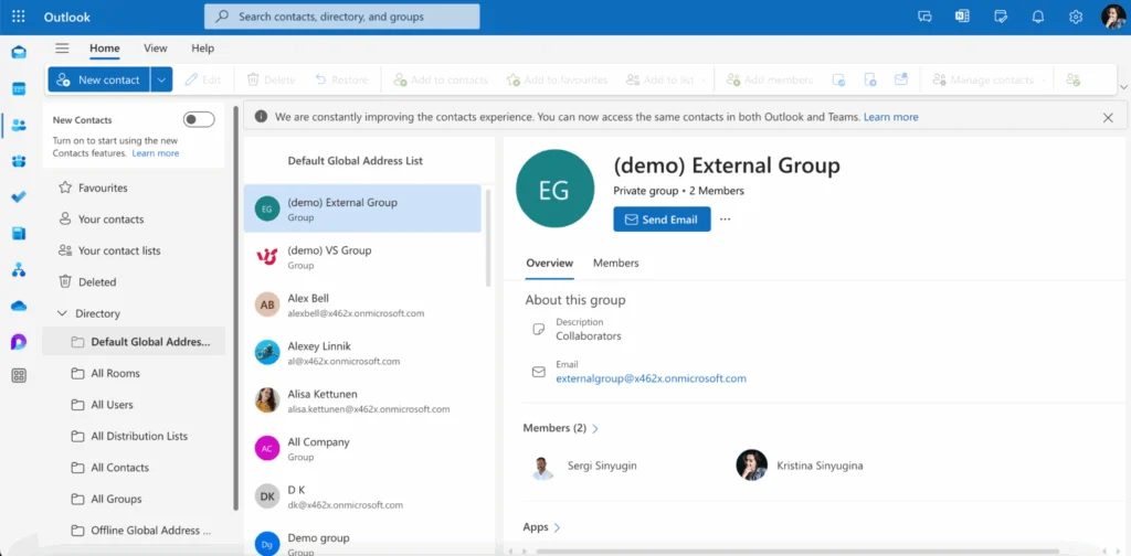 Group calendar in Outlook