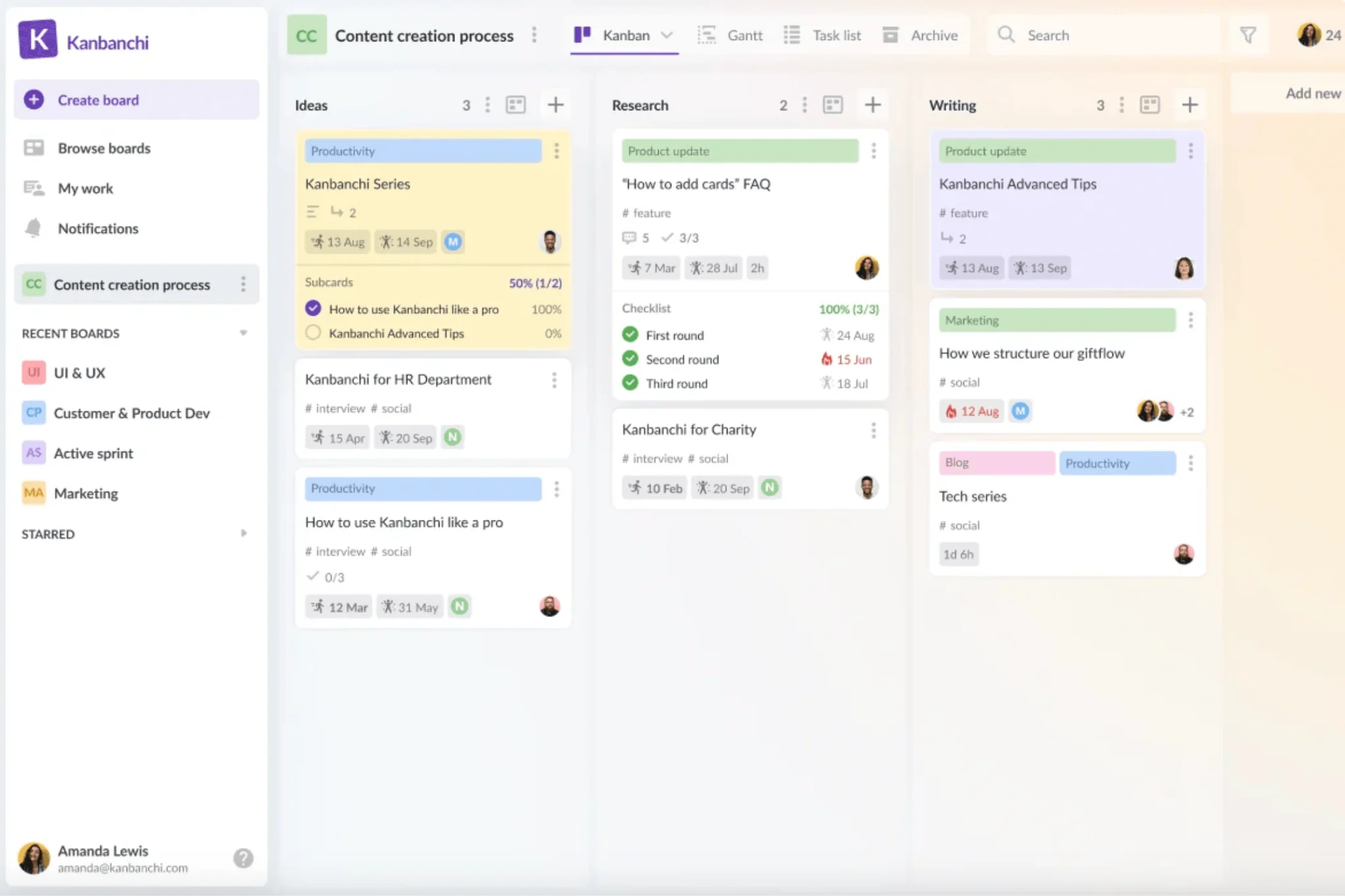 Kanbanchi Google Workspace kanban board