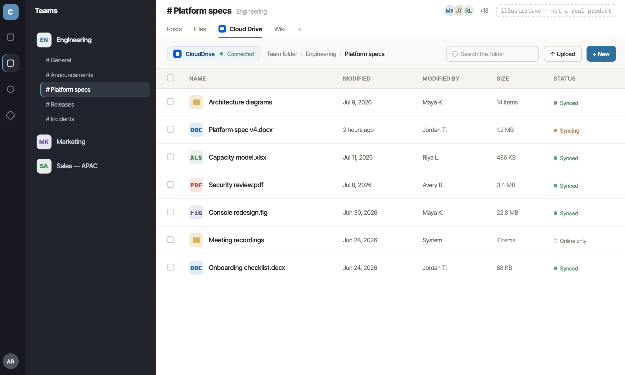 Dropbox files surfaced in Teams channel tab