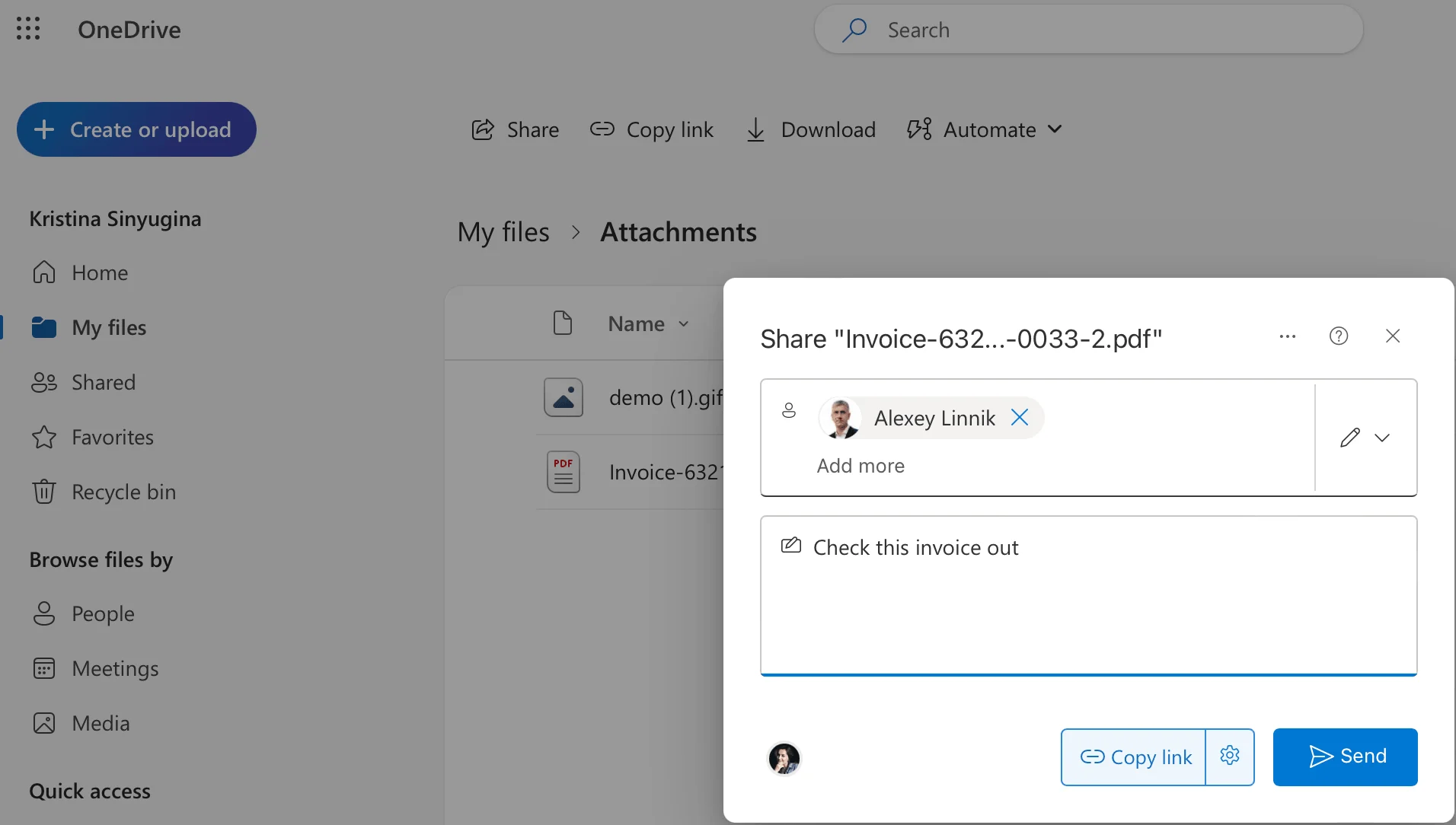 Sharing a document for co-authoring in OneDrive