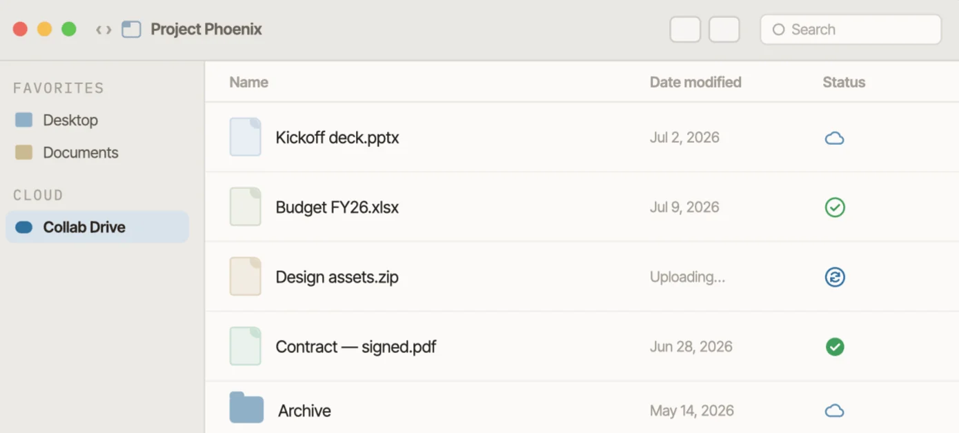 OneDrive sync status icons in Finder on Mac