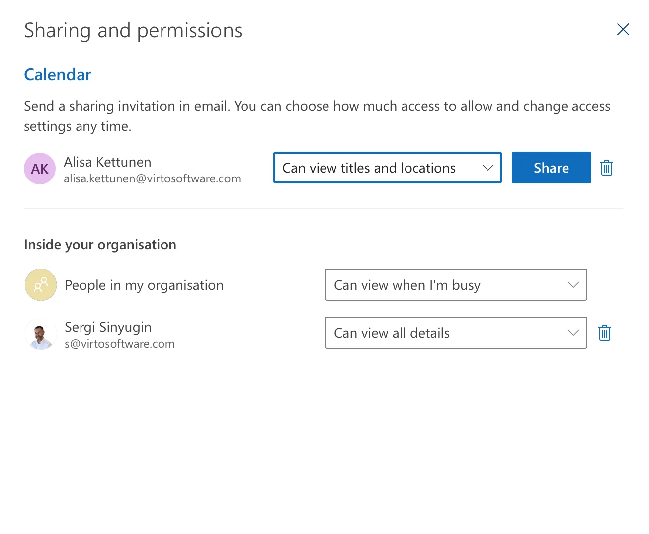 Navigating to calendar sharing and permissions settings