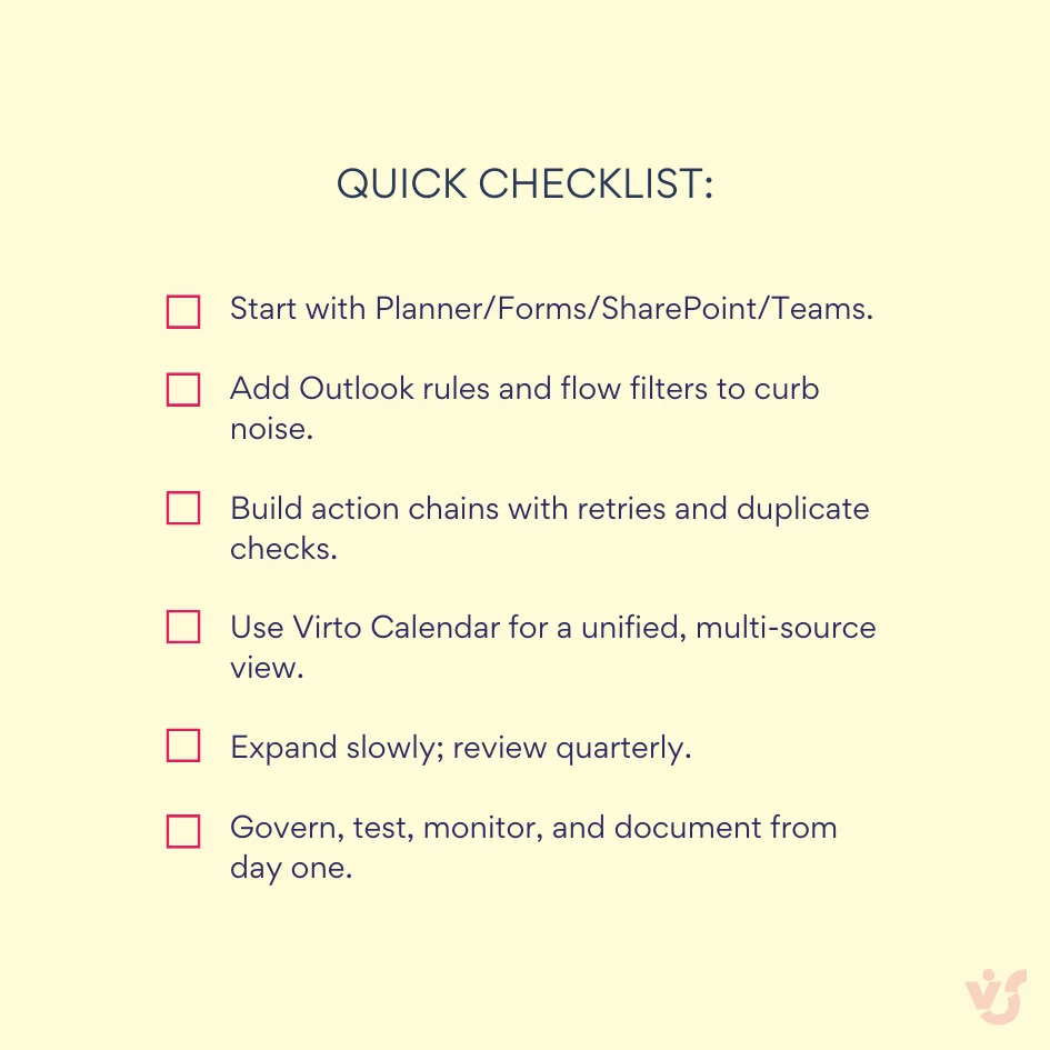 Quick checklist for Outlook connector best practices