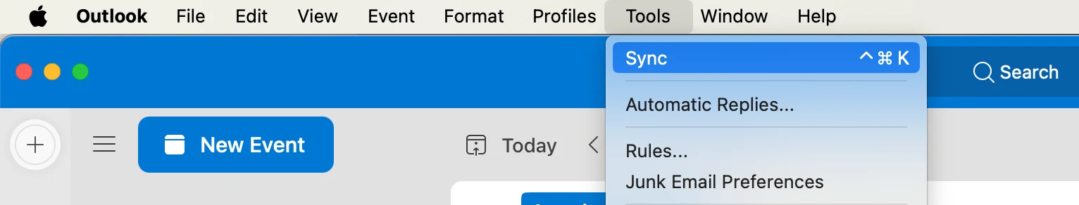 Forcing a manual calendar sync in Outlook