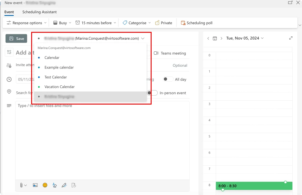 Setting a meeting as a delegate on someone else’s behalf